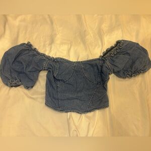 Blue Denim Off-Shoulder Top dizzy lizzy size medium cute date night evening
